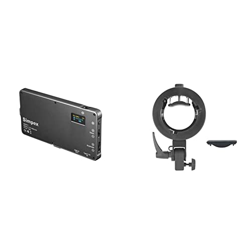 Image of Simpex RGB Pocket LED Light with Built in 4000MAh Rechargeable Battery, Black & S2 Bracket Speedlite Flash Bracket Bowens Mount for Round Head Camera Flash