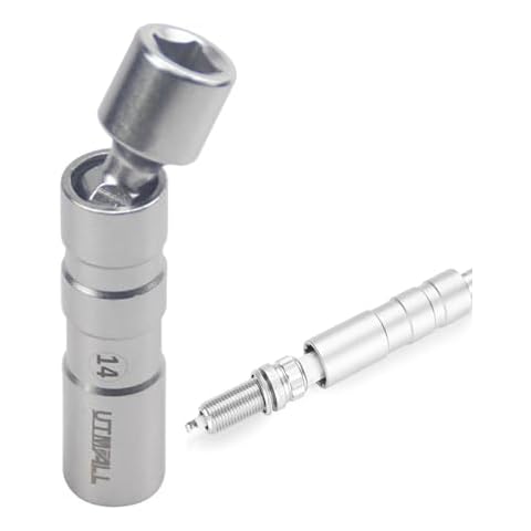 Thin Wall Universal Joint 14mm Spark Plug Socket Magnetic Removal Tool 12pt 95mm Length Cover