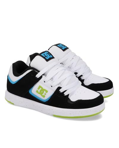 DC Shoes Cure Skate Shoe, Black/White/Blue/Green, 2 US Unisex Little Kid