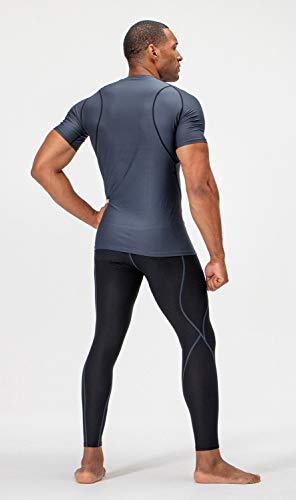 Devops 3 Pack Men's Athletic Short Sleeve Compression Shirts (Medium, Black/Charcoal/White) #TOP2