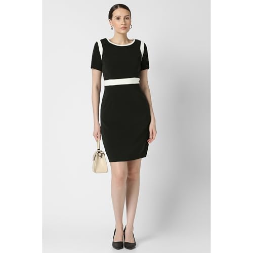Image of Van Heusen Women's Regular Fit Half Sleeve Mid Thigh Length Sheath Dress