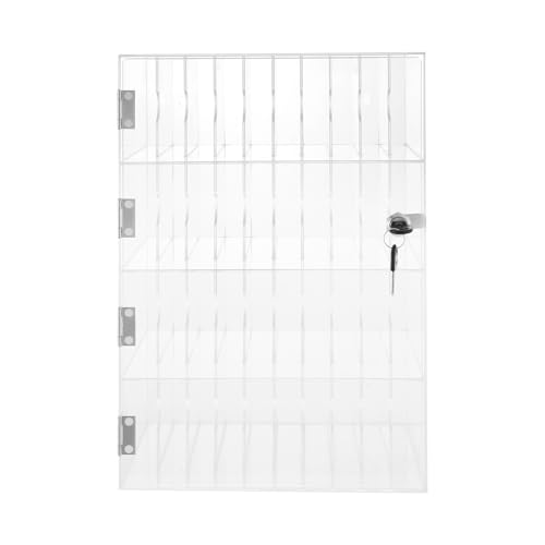 BANLICALI Phone Locker, 4 Tier 40 Slots Cell Phone Storage Locker w/Door Locks and Keys, Wall-Mounted Acrylic Cell Phones Storage Cabinet for Classroom Office Employees Clear, Included Charging Hole