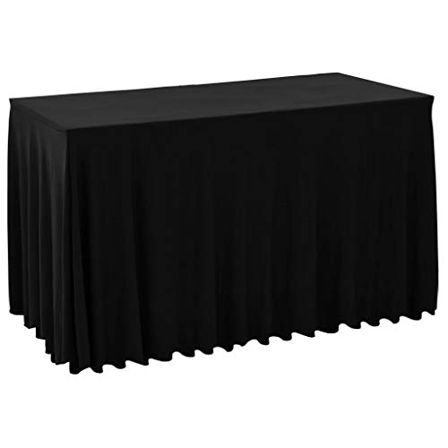 Tidyard Fundas El¨¢sticas de Mesa 2 uds, Manteles con Falda Reutilizable Negro 183x76x74 cm