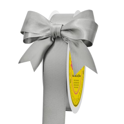 Image of Silver Double Face Satin Ribbon 1 inch X 50 Yards Spool Bright Colors Very Suitable for Weddings Gift Package Wrapping Dancer Wand Sewing Party Hair Bow Invitation Decorations and More