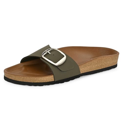 Image of Centrino Women's Berkin-Style Slip-On Sandals | Open Toe Design | Soft PU Footbed | Lightweight & Comfortable | Arch Support | On-Grip Sole | Casual Outdoor Wear (9228)