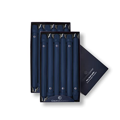 Image of Colonial Candle Unscented Taper Candle, Classic Collection, Indigo, 10 In, Pack of 12 - Up to 8 Hours Burn
