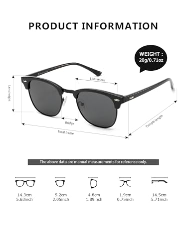 Polarized Sunglasses For Women And Men Semi Rimless Frame Retro Sun Glasses2