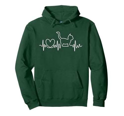 Katze Herzschlag Damen Frequenz EKG Katzen Freund Pullover Hoodie