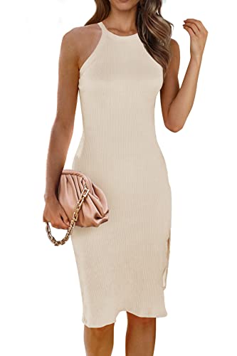 Women Bodycon Midi Dress Sleeveless Tank Dress