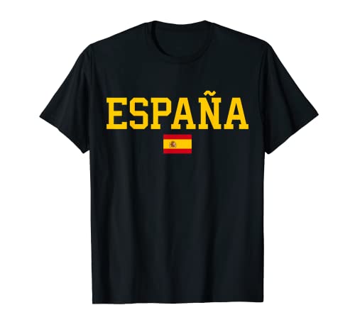 Camiseta España Mujer Hombre Niños Bandera Española Texto Amarillo España Camiseta
