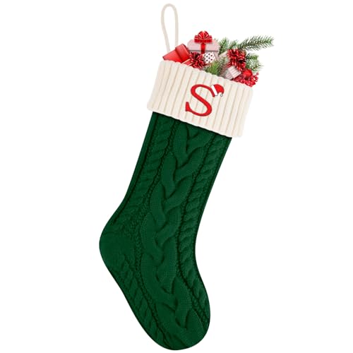 Doitory Knitted Christmas Stockings with Letter, Home Fireplace Decoration