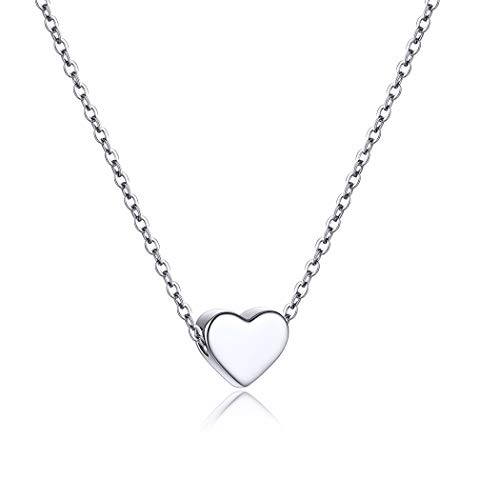Sterling Silver Necklace For Women Girlfriend Tiny Pendant Womens Jewelry Teen Girls Dainty 925 Chain Cute Heart Choker Necklaces