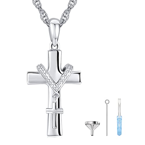 Eusense Cremation Jewelry for Ashes Urn Necklace to Put Ashes In 925 Sterling Silver Memorial Pendant Urn Necklaces for Ashes Necklace for Women Men