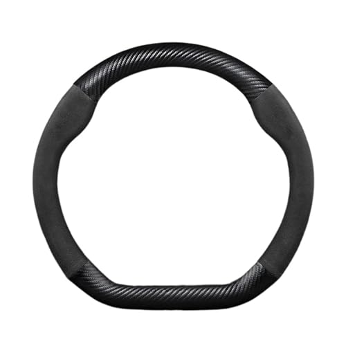 FIXCOR 38 cm Carbon Fiber PU Leder Auto Lenkrad Abdeckung Für A-UDI A3 8P 8L 8V S3 RS3 Q3 S Linie 2014-2023 Lenken Schutz Abdeckung Auto lenkradbezug(D Fiber Black)