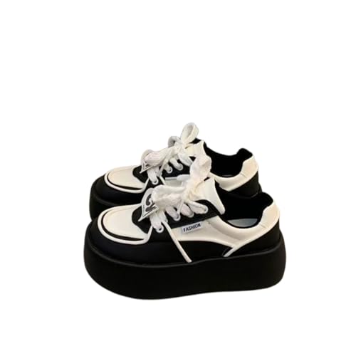 Women's Platform Fashion Sneakers Black White Chunky Athletic Walking Shoes