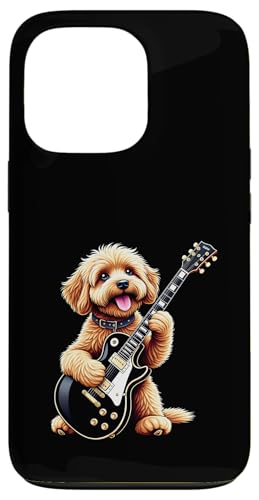 エレキギターを弾く面白いCavapoo Dog Music Lovers スマホケース iPhone 13 Pro 用