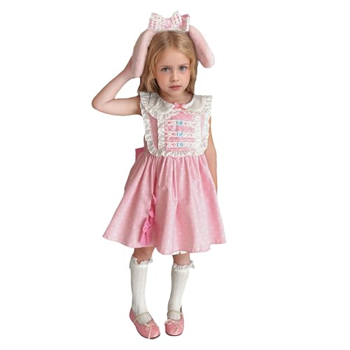 Kids Cute Ruffle Sleeve Dress Girls Casual Dresses with Headband and Socks for Party Birthday Outfit3