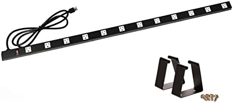 12 Outlets 6 Feet Power Cord 4 Feet Body Opentron OT4126 Heavy Duty Metal Surge Protector Power Strip with Mounting Parts - FREE End Caps For Shipping Protection Only