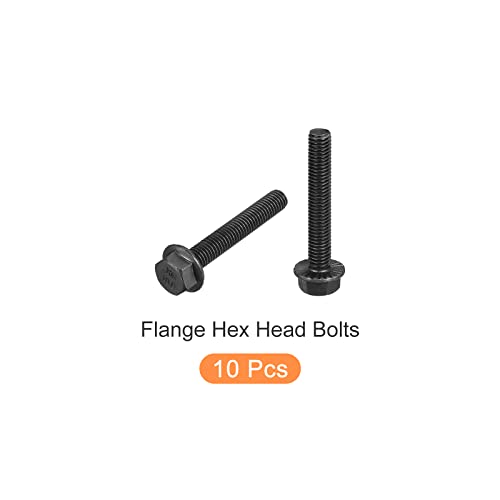 Image of METALLIXITY Flanged Hex Head Bolts (M8x50mm) 10pcs, Hexagon Serrated Flange Bolt Fully Thread Screw - for House Construction Hardware Fasteners