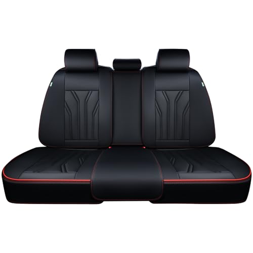 Image of FLORICH Rear Seat Covers Leather Car Seat Covers Waterproof Back Seat Cover Automotive Seat Covers Universal Seat Cushion Protector for Most Cars Trucks SUV-Black&Red Line