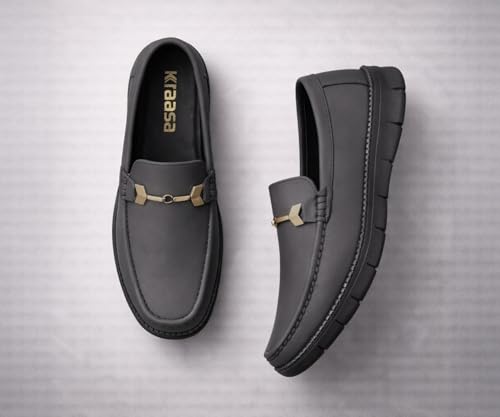 Image of Kraasa Men's Casual Loafers | Synthetic Leather Upper | Comfortable PU Sole | Slip-On Buckle Office, Party Shoes