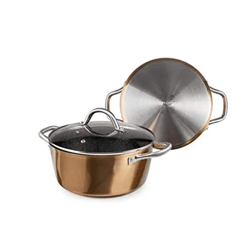 Imagen de IBILI - Cacerola natura copper cobre con tapa de cristal, 28 cms