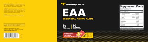 Image of Primaforce EAA Powder (30 Servings, Fruit Punch Flavor) | Essential Amino Acids for Pre /Intra Workout and Recovery - Non-GMO and Gluten Free