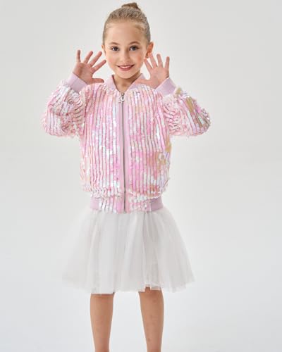Image of 2Bunnies Girl Ombre Pastel Gradient Shimmer Sparkle Colorful Sequin Bomber Jacket