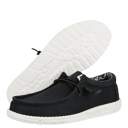 image for HEYDUDE Wally Stretch Canvas Wide Black/White Size 12, Men’s Shoes, 