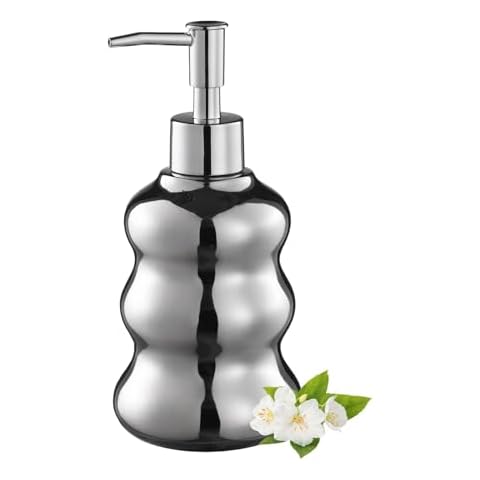 Silver Soap Dispenser Pump, Leak-Proof Design Hand Lotion Bottle, Soap Dispense Pump, Refillable Liquid Hand Soap Jar, Ceramic Soap Dispensers for Bathroom, Kitchen Cover