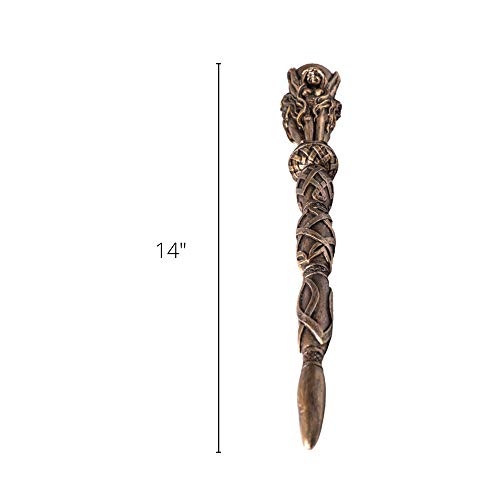 Triple Goddess Mystical Wand Three Sided Mother Maiden Crone Handle Details, Collectible Celtic Inspired Boho Home Accent Decor Piece, Spiritual Gift for Women, 14 Inches