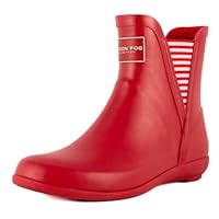 LONDON FOG Womens Piccadilly Rain Boot red stripe 8 M US