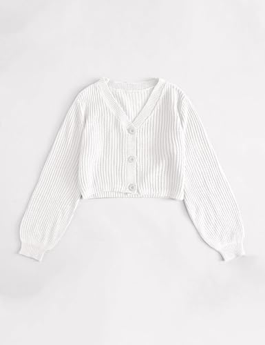 Womens Puff Sleeve Cardigan Long Sleeve Open Front Button Down Knit Sweaters4
