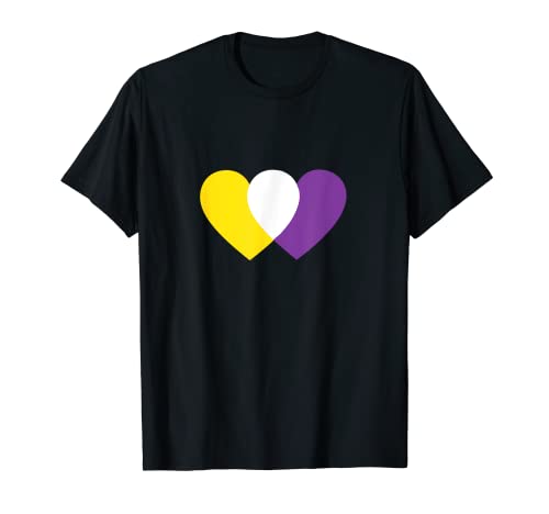 Nonbinary Double Hearts Bigender Pride Quote Non-Binary Flag T-Shirt