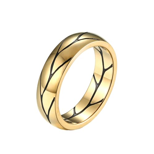 HUANGBONIG 2 anillos geométricos de acero de titanio para hombre, 11#, Metal