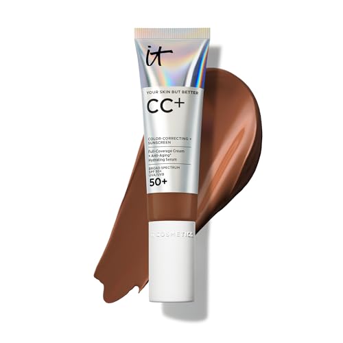 Image of IT Cosmetics CC+ Cream - Natural Full Coverage Foundation With SPF 50+, Color Corrector & Anti-Aging Hydrating Serum, Hyaluronic Acid + Peptides, Lightweight Up To 24H Wear, All Skin Types