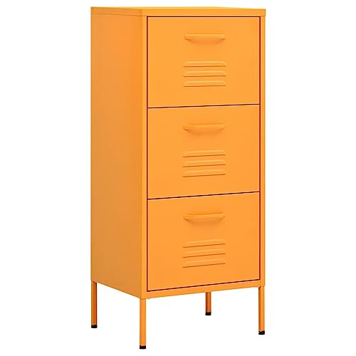 vidaXL Armario de Almacenamiento Aparador Librería Alacena Estantería Organizador Muebles Hogar Estable Acero Mostaza 42,5x35x101,5 cm