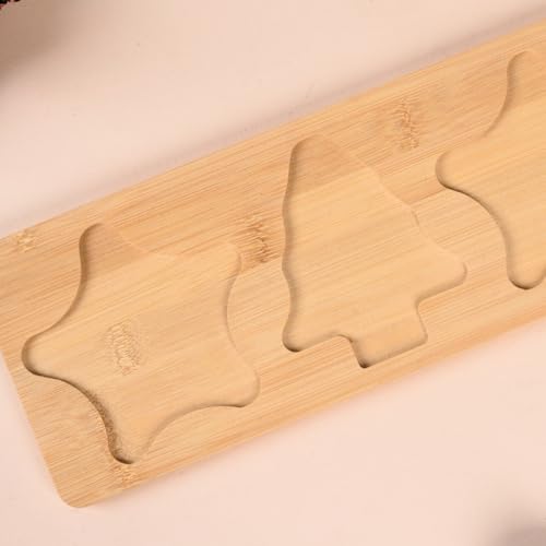 Image of Nestasia Set of 3 Holiday Ceramic Snack Bowls with Bamboo Tray | Star & Tree Shaped, Dishwasher-Safe, Eco-Friendly, Festive Serving Dishes | Ideal for Appetizers, Treats, Snacks, Sweet, Dip & Gifting