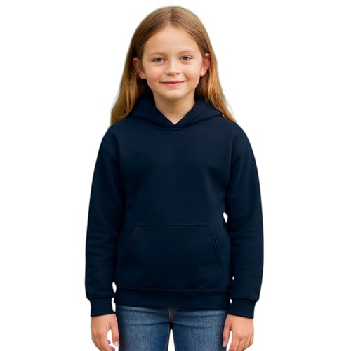 Urban Road Kids Heavy Blend Plain Hoodie Sweatshirt Hooded Top for Boys & Girls Navy