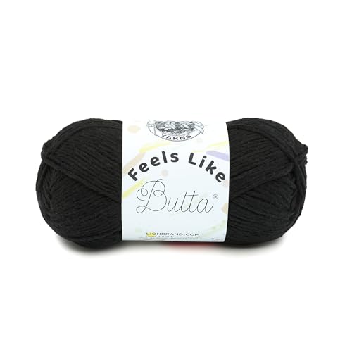 Image of Lion Brand Yarn Feels Like Butta Yarn, Velvety-Soft Yarn for Crocheting and Knitting, 1 Pack, Black
