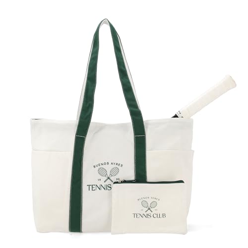 AYRES OUTDOOR Bolsa feminina de tênis – Bolsa grande com bolsos, bolsa de viagem e bolsa cosmética – perfeita para quadra, academia e viagem (P e verde)
