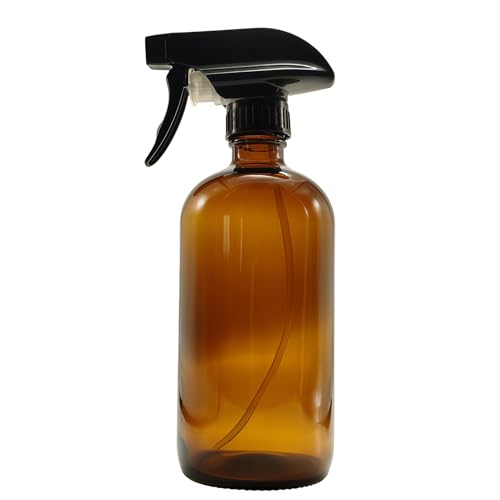 250 ml/8 onzas, botella de aerosol Boston, tarros de maquillaje, contenedor de almacenamiento de cosméticos para productos de limpieza de aceites esenciales, perfumes, aromaterapia (ámbar)