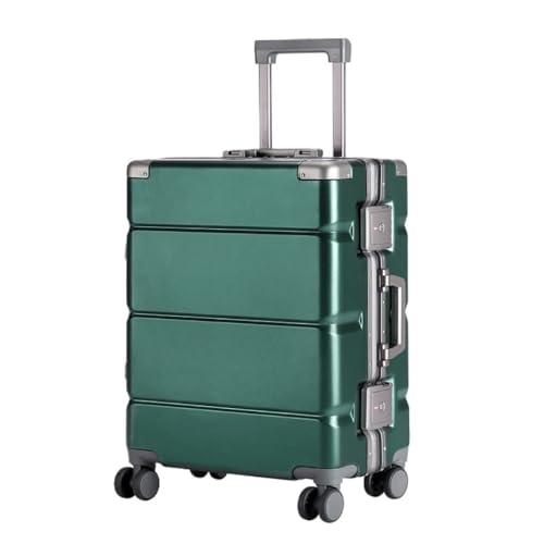 Suitcase Solid Color Suitcase Trolley Case Universal Wheel Boarding Case Aluminum Frame Suitcase Password Suitcase Suitcase Tags(Green,26in)