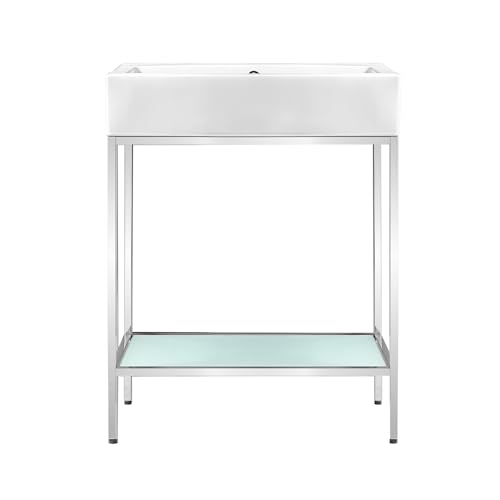 Image of Swiss Madison Pierre 24 Single, Freestanding, Open Shelf, Chrome Metal Frame Bathroom Vanity