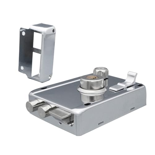 FTVOGUE Cerradura de Puerta Exterior Cerradura de Cerrojo Cromado de Hierro 119 X 85 Mm Cuerpo de de Zinc 5 Llaves Cilindro de Grado B Diseño Compacto para Puertas de Seguridad Puertas de
