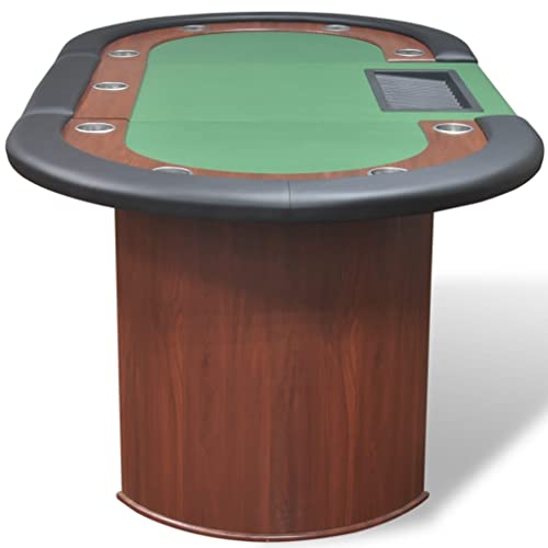 Poker & Games Tables - Pokertisch für 10 Spieler mit Händlerbereich und Chip-Tablett, Grün – Bild 6