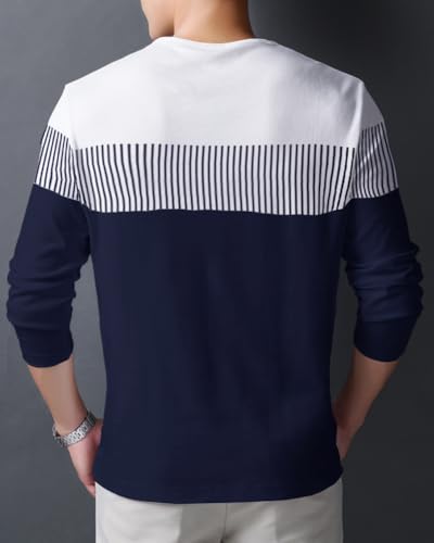 Image of Noble Monk Men Full Sleeve Round Neck T-Shirt | Printed Sleeves |Regular fit Tshirt for Men