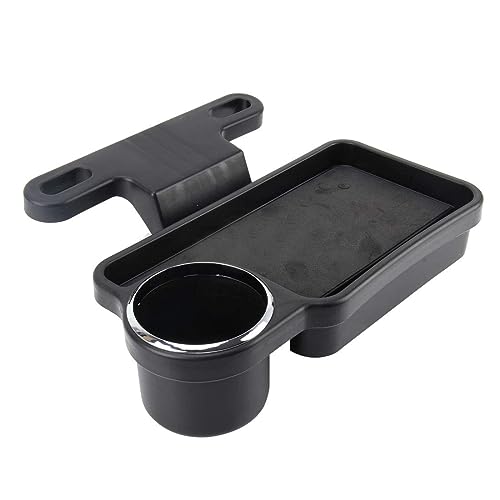 Image of Car Cup Holder Tray Phone Mount Back Seat Organizer 90-Degree Foldable Storage Dining Table Interior Black