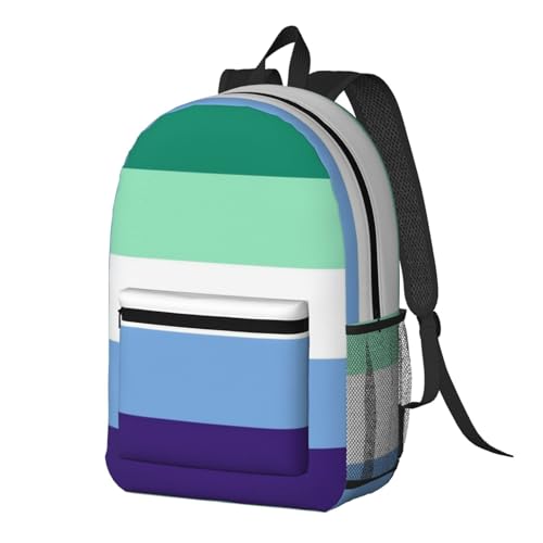 Gay Men Five stripes LGBT Pride Flag Rainbow Fashionable Daypack 17 Inches Zippers Backpack Double Shoulder Bag for Women Men 7