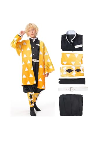 Gonriya Kids Cosplay Cloak Anime Costume Japanese Kimono Suit Full Set Outfits with Belt Props Halloween Yellow